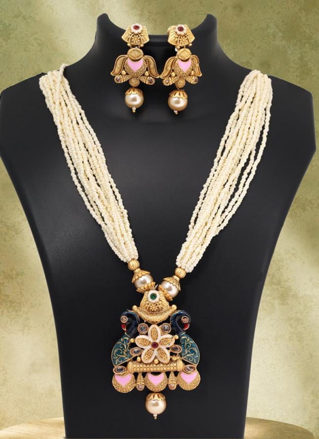   Festival Wear  Multi Color Matte Gold Meenakari Necklace Set